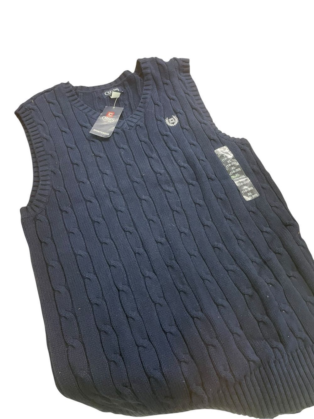 Chaps Navy Cable-Knit V-Neck Sweater Vest